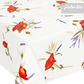 Jardin nappe en toile cirée avec des coquelicots