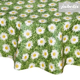 Nappe enduite ronde avec motifs à fleurs